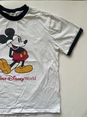 Disney Classic Mickey White Ringer Tee Adult M